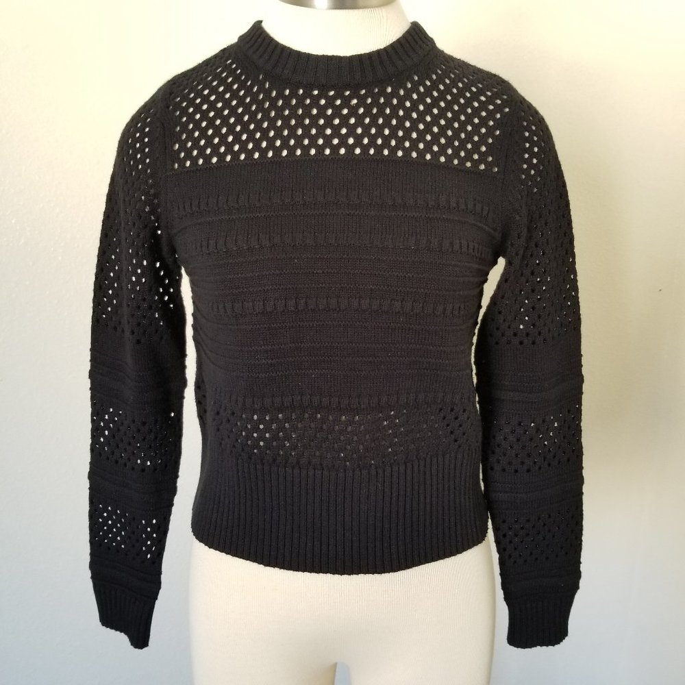Margaret O'Leary Black Crewneck Cotton Pullover Sweater